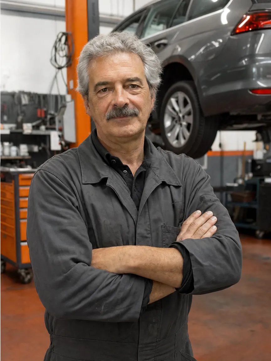 Franco Ricci, il titolare, in officina